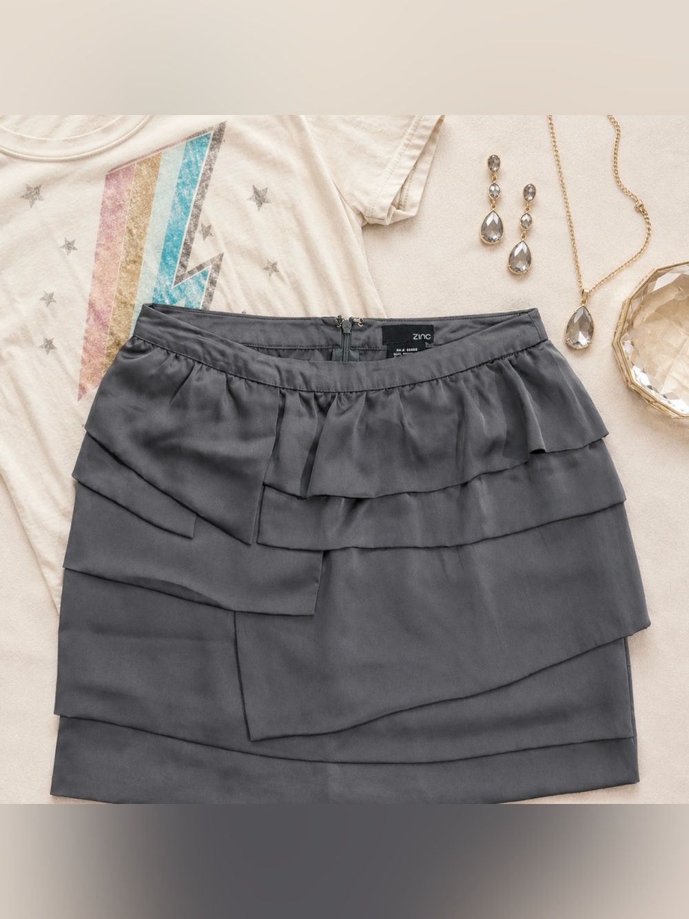🌈 ZINC Y2K Silky Ruffle Mini Skirt | Size 1